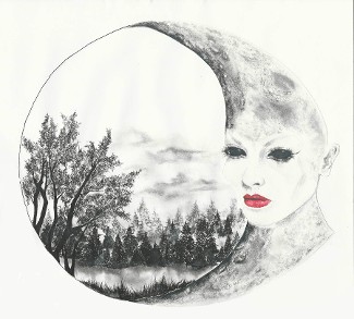 Woman In The Moon Print